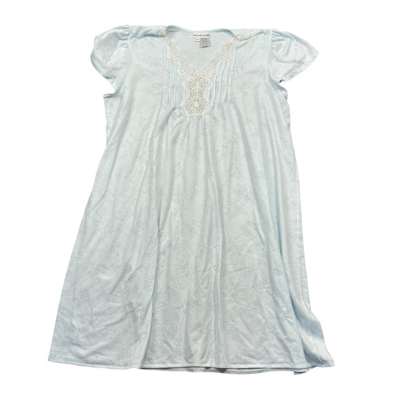 Miss Elaine Large Floral Cotton Blend Embroidered With Lace Night Gown‎ - Picture 1 of 5